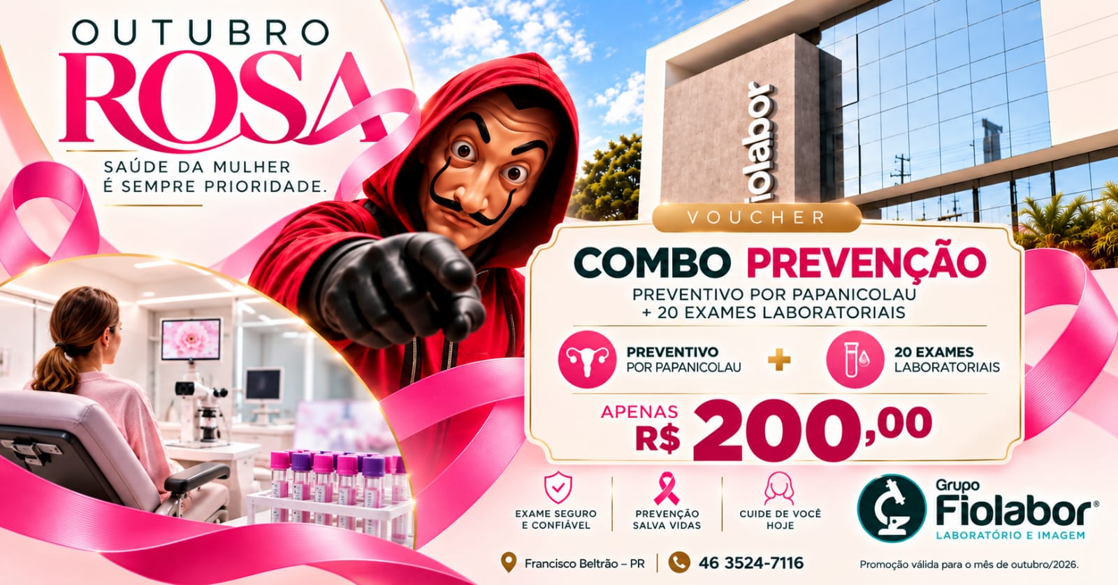COMBO PREVENÇÃO PREVENTIVO POR PAPANICOLAU + 20 EXAMES LABORATORIAIS