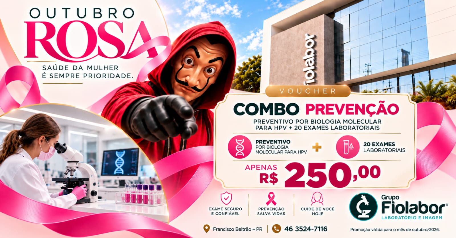 COMBO PREVENÇÃO PREVENTIVO POR BIOLOGIA MOLECULAR PARA HPV + 20 EXAMES LABORATORIAIS