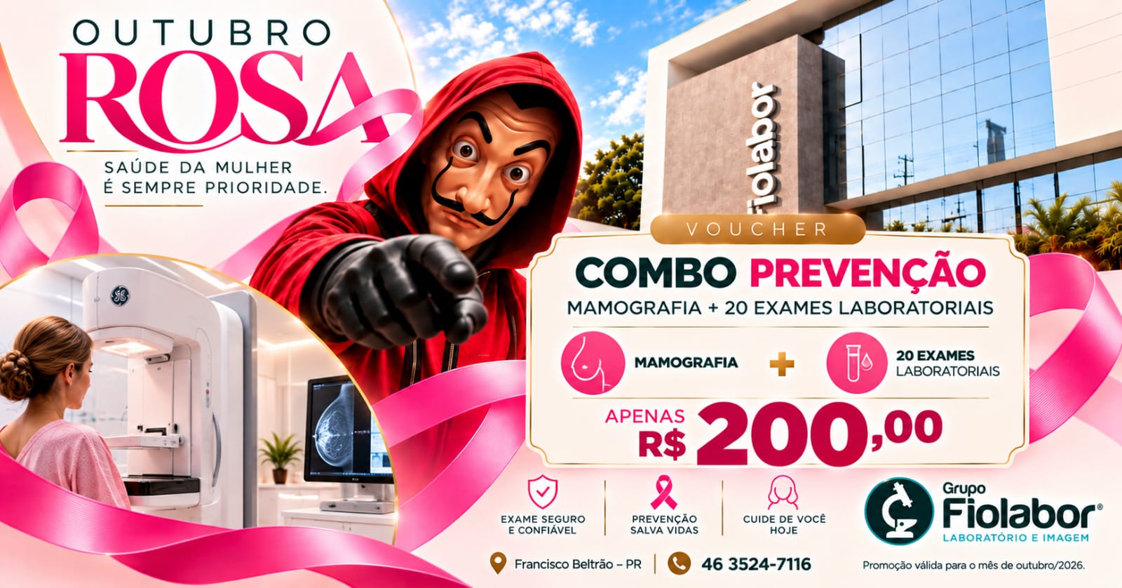 COMBO PREVENÇÃO MAMOGRAFIA + 20 EXAMES LABORATORIAIS
